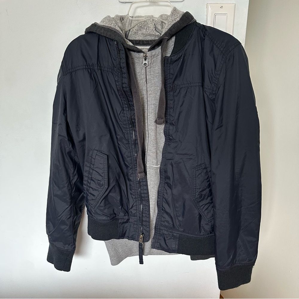 Mens lightweight bomber jacket bundle with Hoodie Zip Up Jacket - Navy Grey